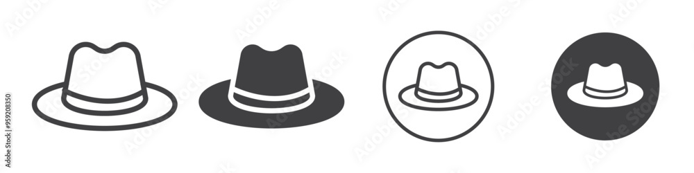 Mens Hat icon Vector logo outline Mens Hat icon Vector logo outline
