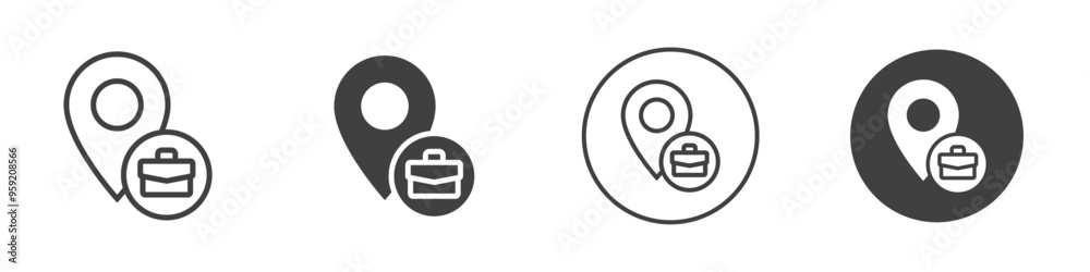 Office location pin icon Vector logo outline