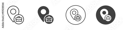 Office location pin icon Vector logo outline