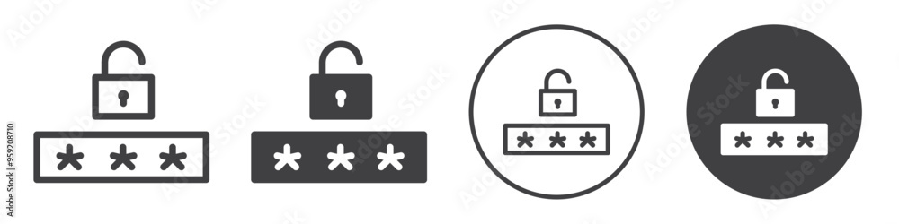 Password protection icon Vector logo outline Password protection icon Vector logo outline