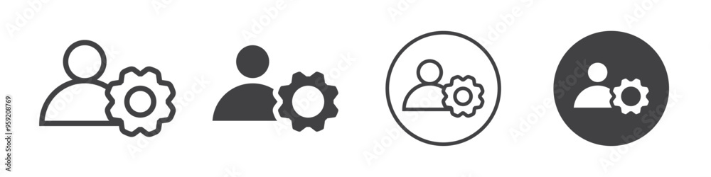 Person with a gear icon Vector logo outline Person with a gear icon Vector logo outline