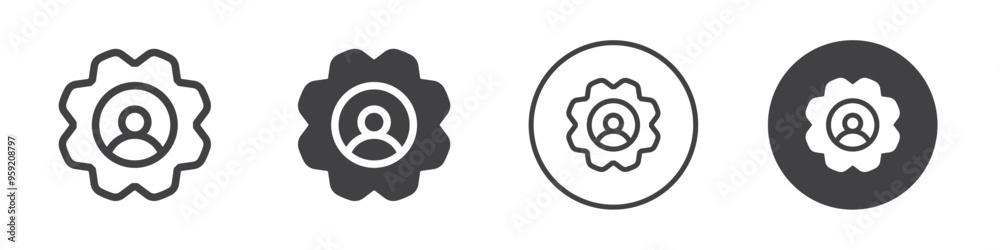 Person with gear icon Vector logo outline
