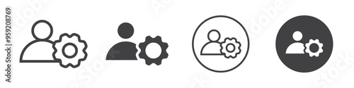 Person with a gear icon Vector logo outline