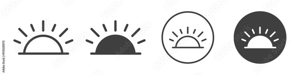 Rising sun icon Vector logo outline Rising sun icon Vector logo outline