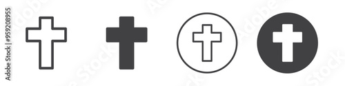 Religion Cross icon Vector logo outline