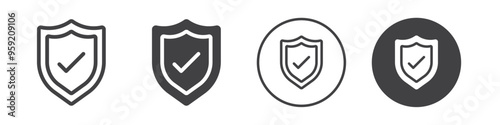 Security shield protected icon Vector logo outline