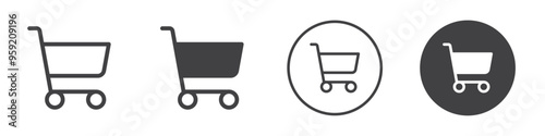 Shopping cart icon Vector logo outline