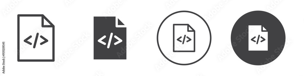 Source code icon Vector logo outline Source code icon Vector logo outline
