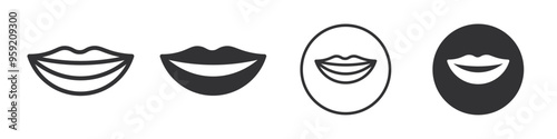 Smile mouth icon Vector logo outline