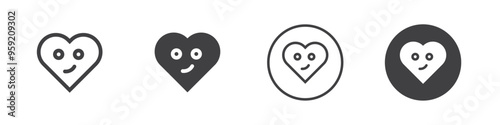 Smirking Face emoticon icon Vector logo outline