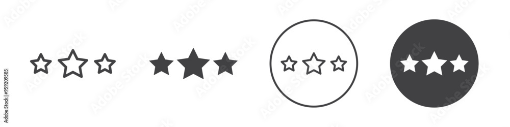 Three stars icon Vector logo outline Three stars icon Vector logo outline