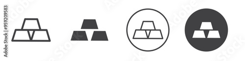 Three gold bars icon Vector logo outline
