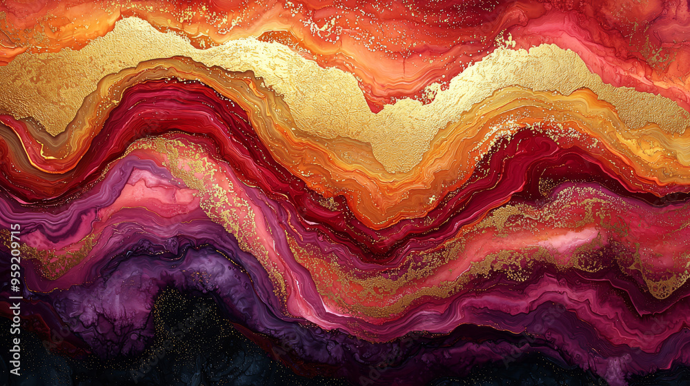 Abstract art with flowing, vibrant hues of red, gold, and purple. A captivating design. Abstract art with flowing, vibrant hues of red, gold, and purple. A captivating design.