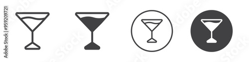 Wine glass icon Vector logo outline
