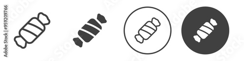 Wrapped candy icon Vector logo outline