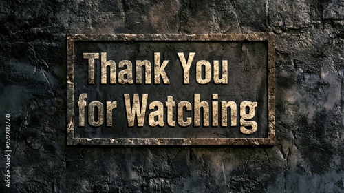 A Stunning Display of Appreciation: Thank You for Watching Rendered in Textured Metal Against a Dark Grungy Background