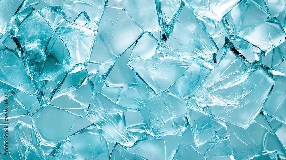 A pile of shattered glass atop a blue glass pile on a table A pile of shattered glass atop a blue glass pile on a table