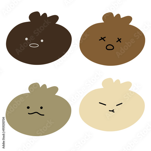 Dumpling Vector | Various Expressions | Minimalist Design | 4 Vectors