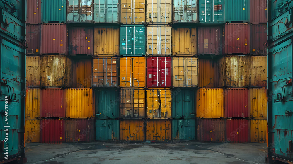 Fototapeta premium Colorful Cargo Container Wall Photo