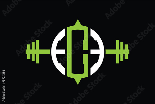 E C E EC CE ECE EE FCF CF FC ECC EEC CFF FFC CFC initial logo design vector symbol graphic idea creative, gym and fitness logo with circle photo