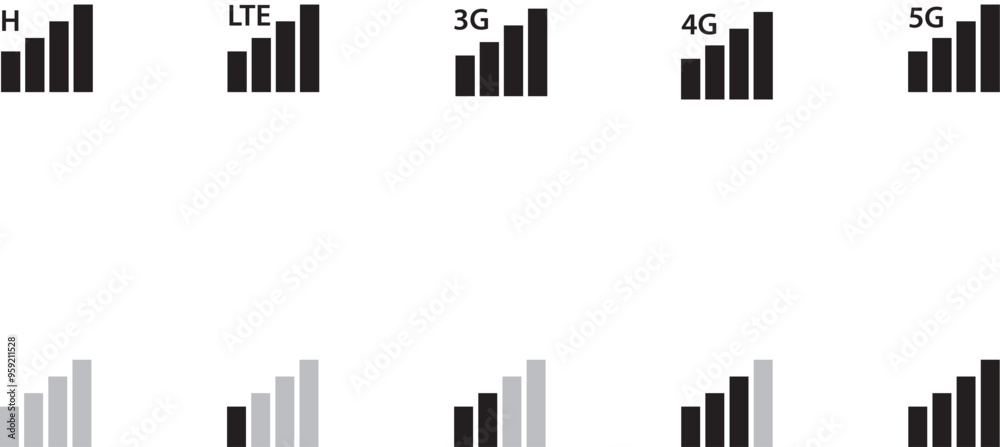 Mobile network signal set. Phone network signal collection.
