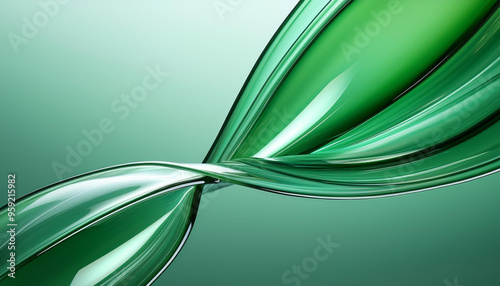 wavy glass shape background with light green