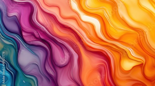 A close up of a colorful wavy pattern on the surface, AI