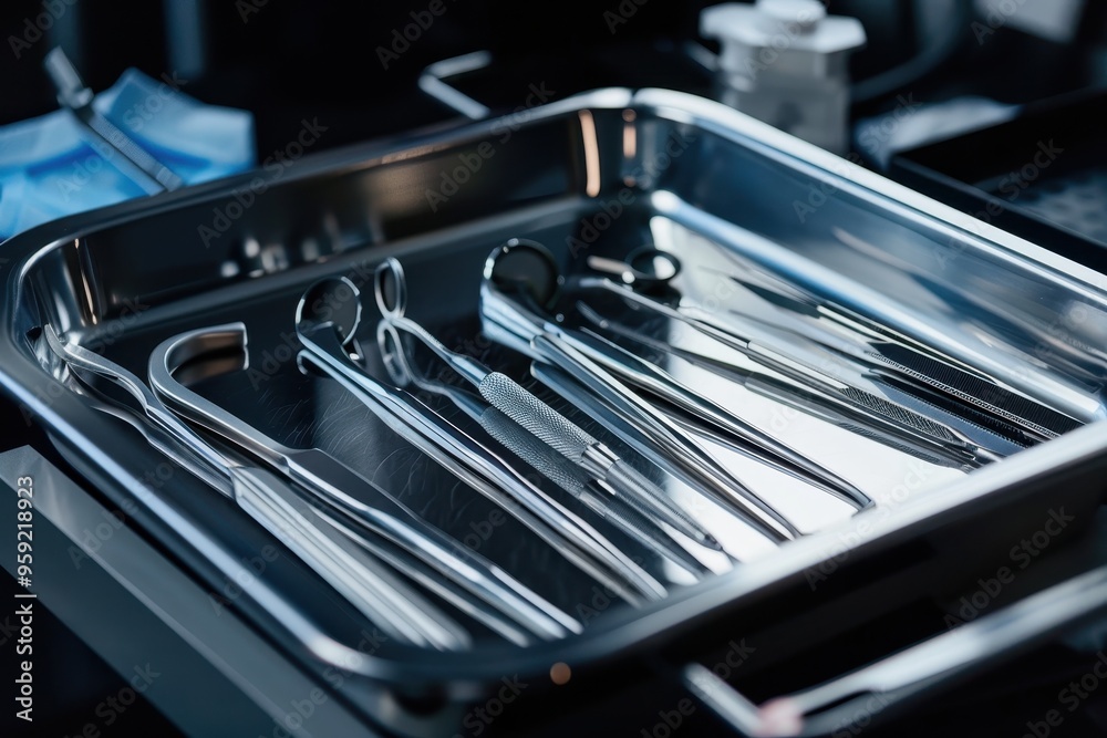 a tray with a bunch of tools on it close-up of a surgical tray with sterilized instruments a tray with a bunch of tools on it close-up of a surgical tray with sterilized instruments