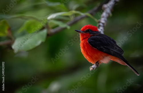 Birds of Colombia - Titiribí Pechirrojo - Vermilion Flycatcher - Pyrocephalus rubinus photo