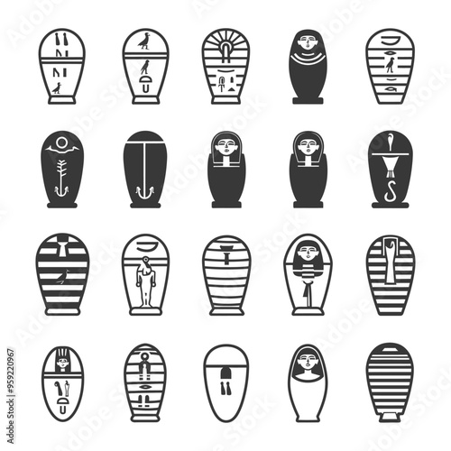 Collection of Various Egyptian Sarcophagi Designs