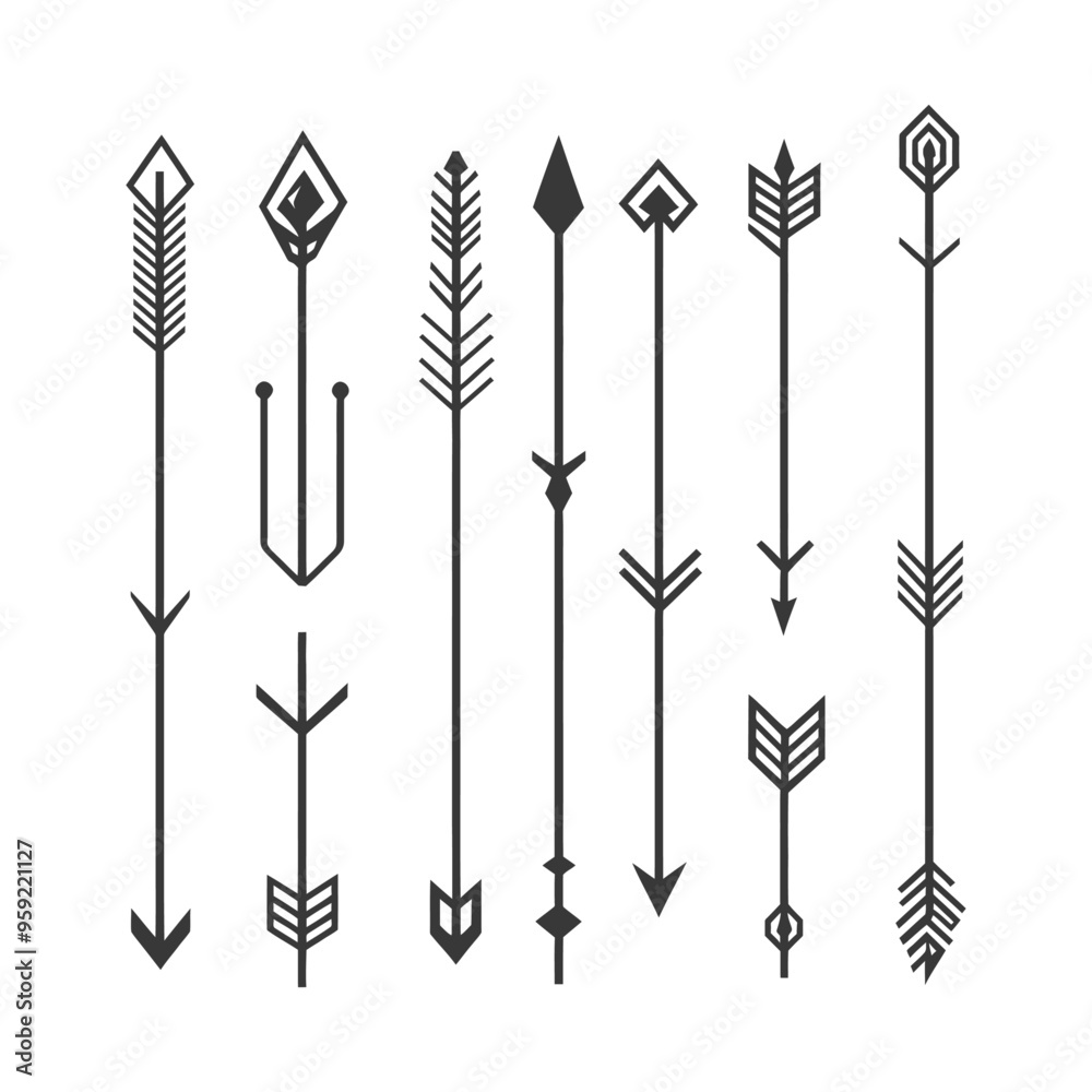Collection of Geometric Arrow Designs with Different Points
