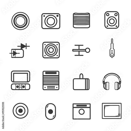 Audio System Line Icons