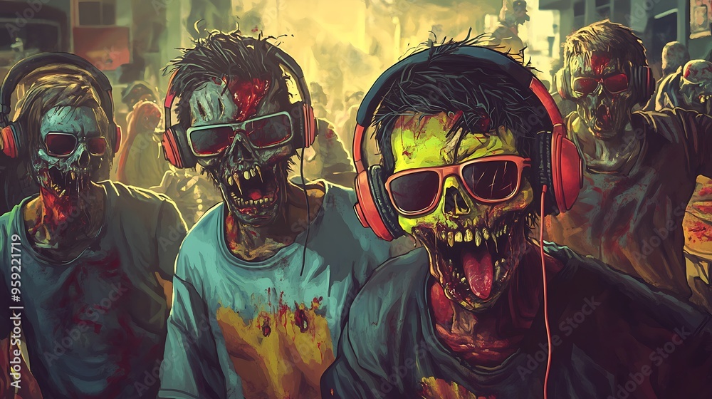 zombie wearing headphone zombie wearing headphone