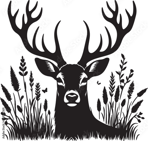 Deer logo icon vector art illustration 