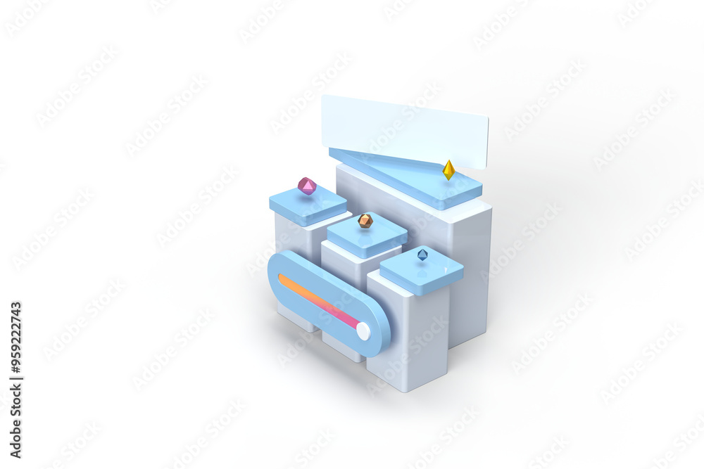 Dashboard, graph columns and object with level, adjustment. Text area. 3D rendering on the topic of business, work, graphs, analytics, statistics. Transparent background. Dashboard, graph columns and object with level, adjustment. Text area. 3D rendering on the topic of business, work, graphs, analytics, statistics. Transparent background.