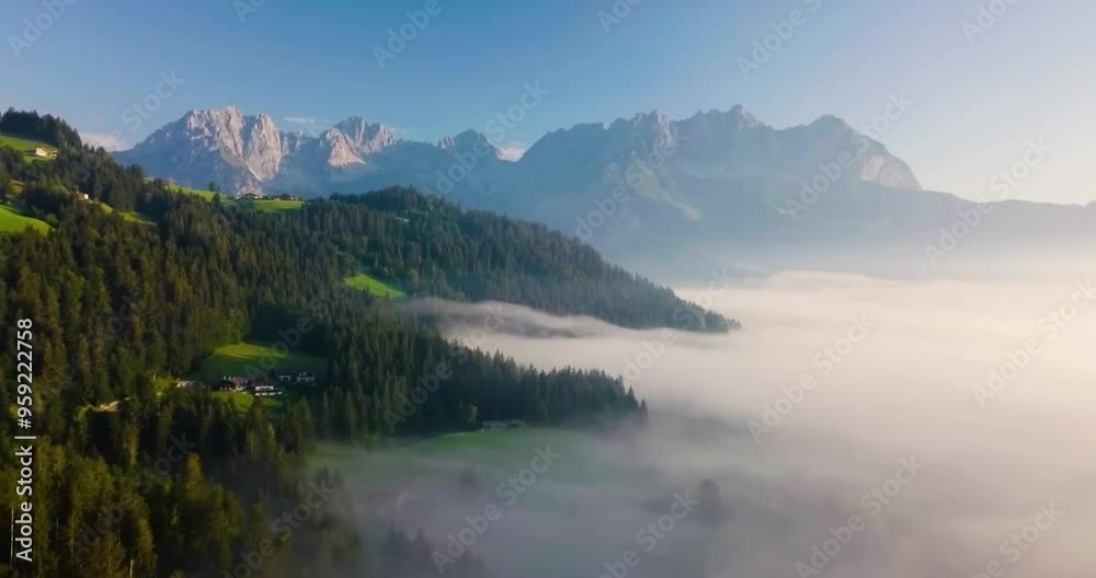 Dramatic Austrian Alps mountains with fog in 4K Hallstatt, Austria Dramatic Austrian Alps mountains with fog in 4K Hallstatt, Austria