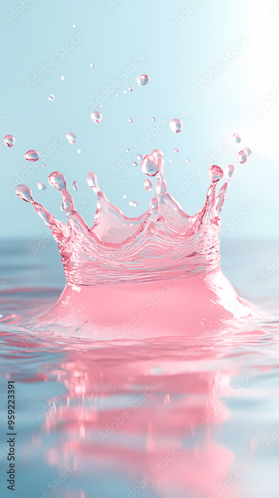 Perfect combination of pink liquid splash and blue background Perfect combination of pink liquid splash and blue background