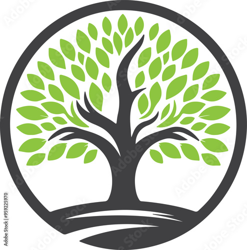 Natural tree logo icon vector art illustration