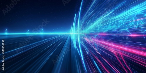 Futuristic Abstract Light Speed Digital Background Art