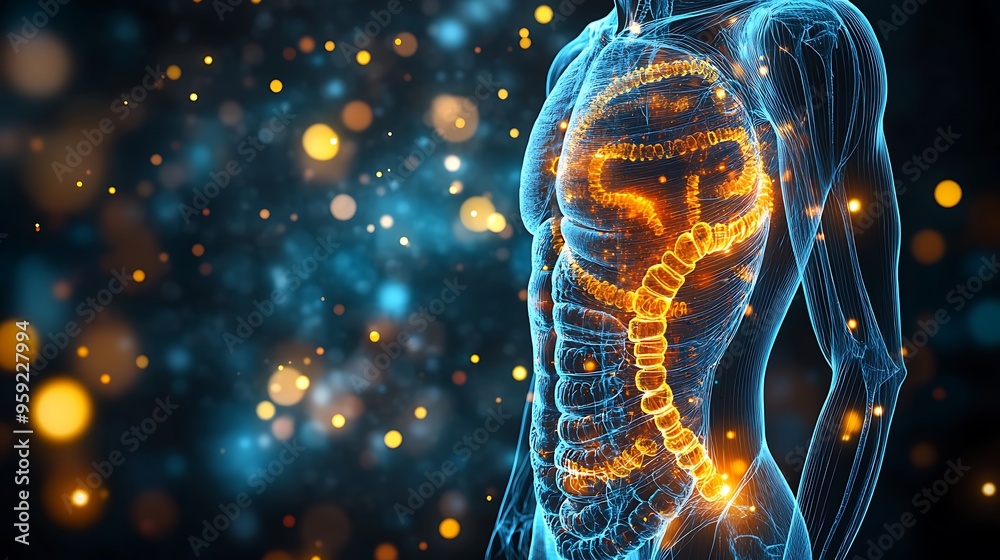 Anatomy of the human body with digestive system. 3d illustration design Anatomy of the human body with digestive system. 3d illustration design