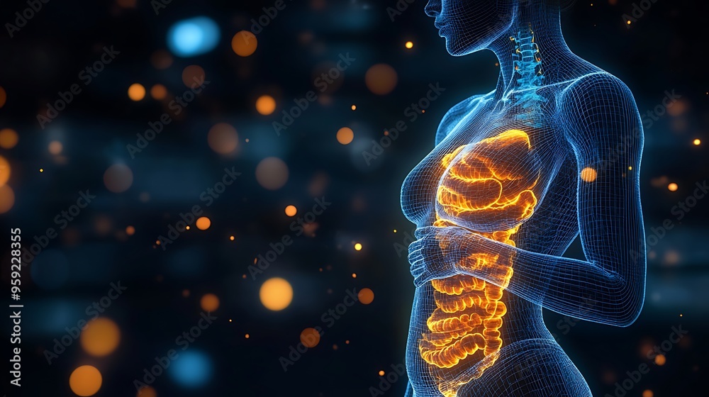 Anatomy of the human body with digestive system. 3d illustration design Anatomy of the human body with digestive system. 3d illustration design