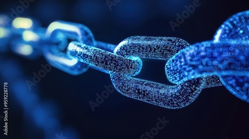 Digital Chain Link with Binary Code Cyber Security Network Data Technology Concept