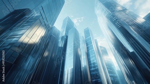 Wallpaper Mural Stunning panoramic view of steel blue glass skyscrapers embodying the essence of modern business architecture and industrial success Torontodigital.ca