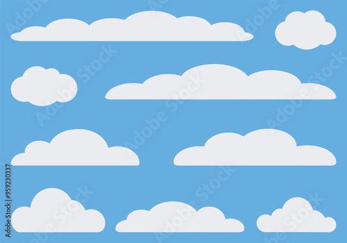 Cloud icons set. Flat cloudy vector collection