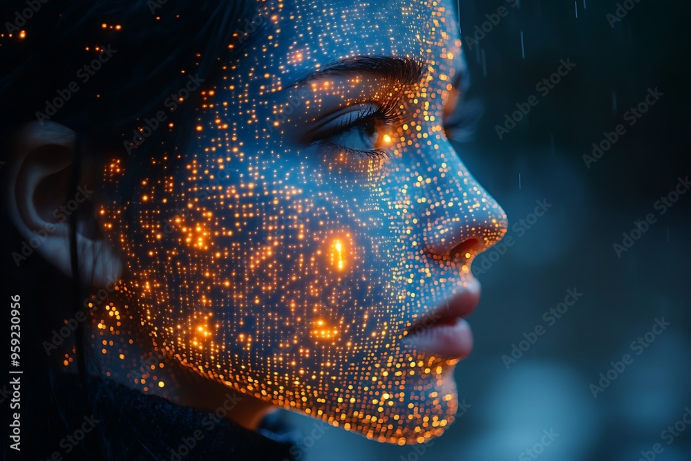 A blue digital hacker with glowing binary code, AI in cybersecurity systems, threat detection algorithms, penetration testing tools, and digital forensics analysis. cybercrime, cyber attack design,