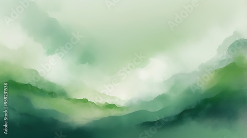 Abstract illustration paint style textured background with a gradient of green hues