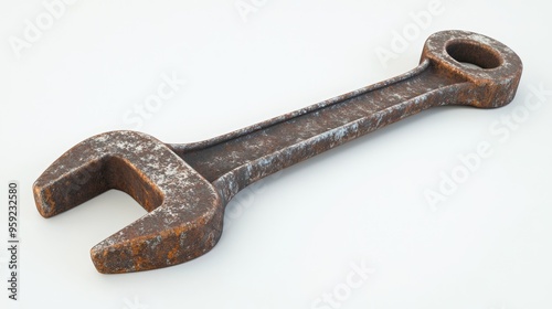 Rusty vintage wrench against a white backdrop