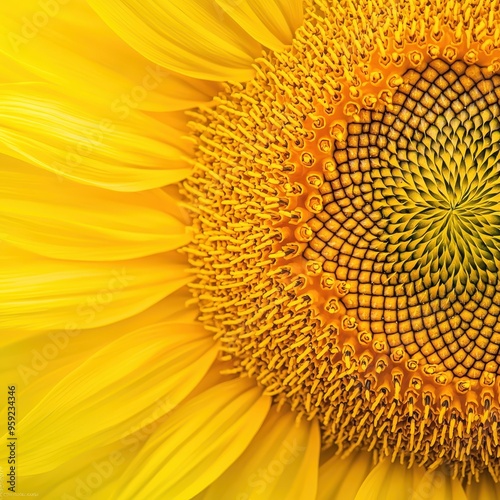 Close Up of Sunflower Center and Petals