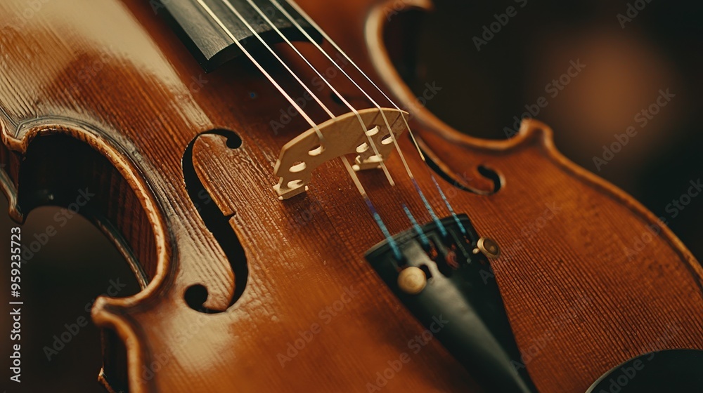 Closeup of Violin Strings and Soundhole Closeup of Violin Strings and Soundhole