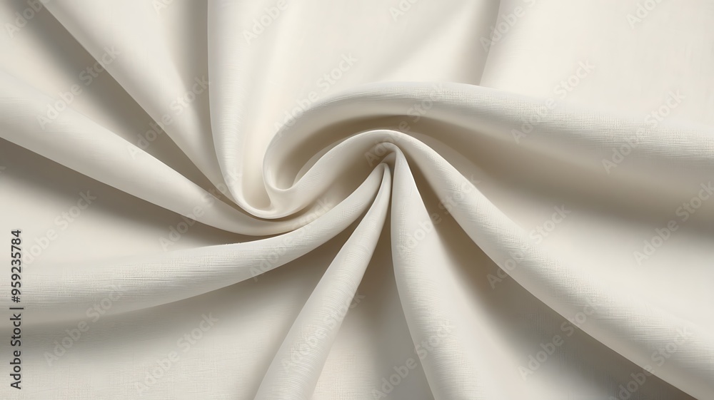 Fototapeta premium A close-up view of a textured white fabric silk with wavy patterns